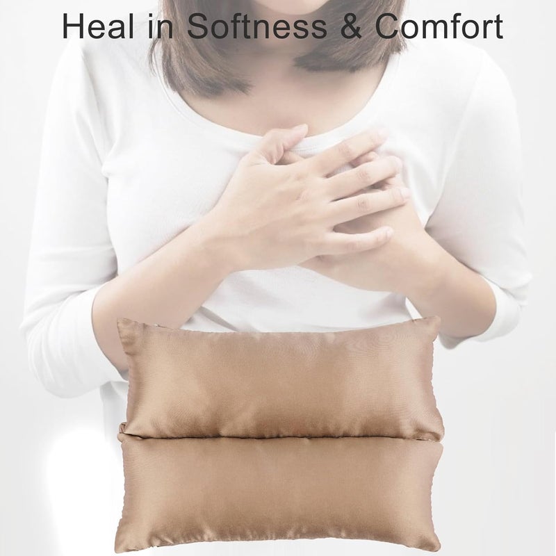 BNRendles Satin Pacemaker Pillow Chemo Port Pillows for Mastectomy, Open Heart Surgery Recovery Gifts Breast Cancer Bypass Post Surgery Cushion, Satin Taupe - Image 2